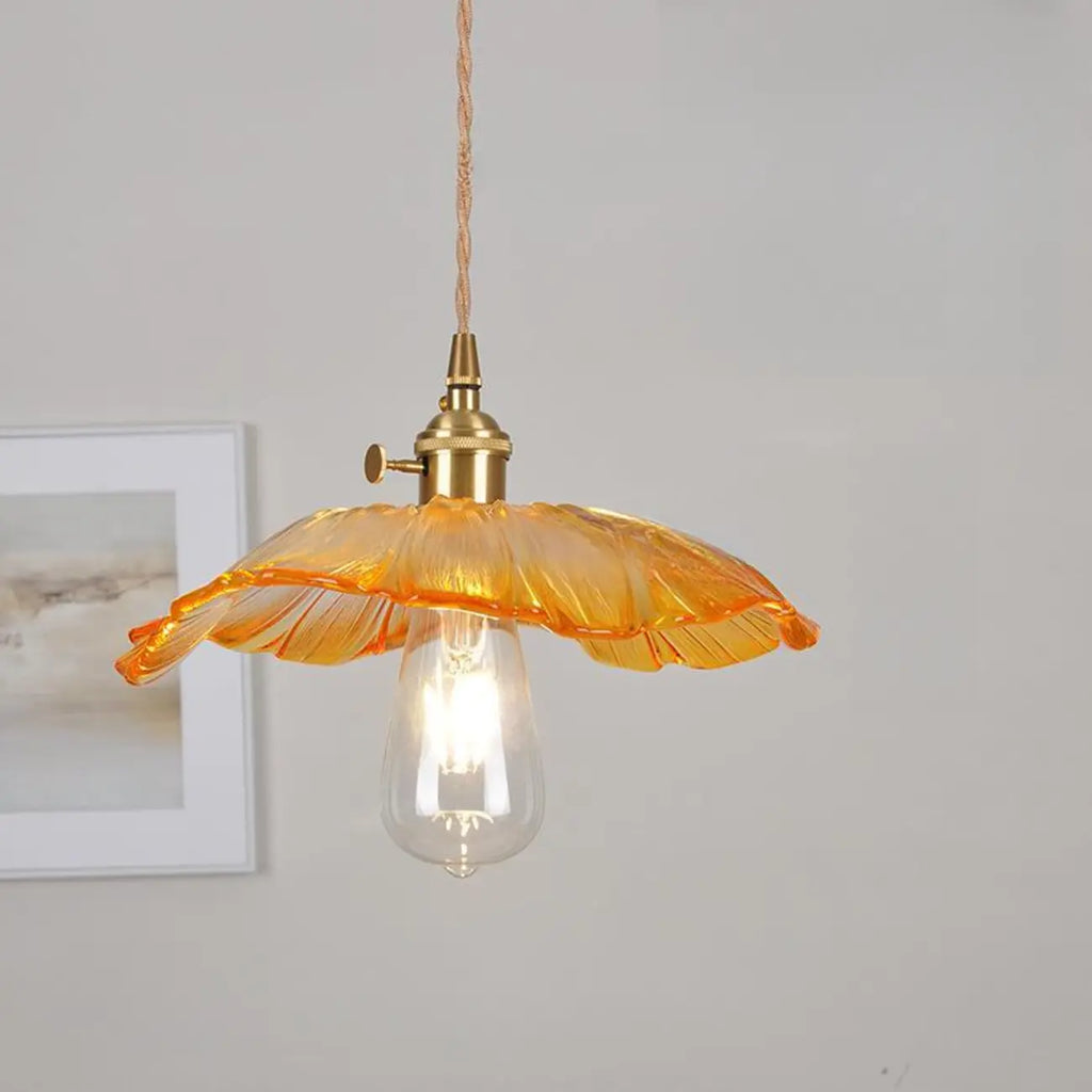 Elegant Glass Flower Pendant Light for Indoor Adjustable
