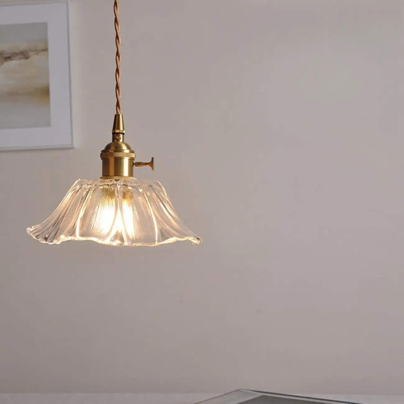 Elegant Glass Flower Pendant Light for Indoor Adjustable