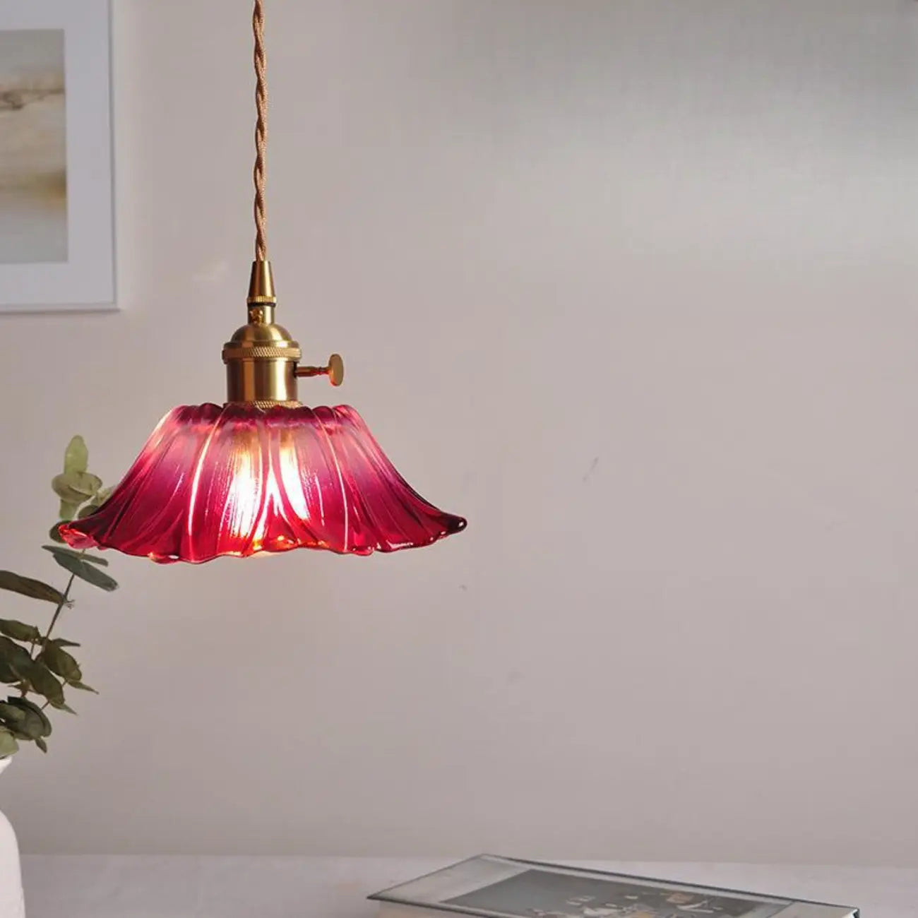 Elegant Glass Flower Pendant Light for Indoor Adjustable