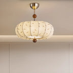Modern Off-white Fabric Pendant Light with 5-Light & LED