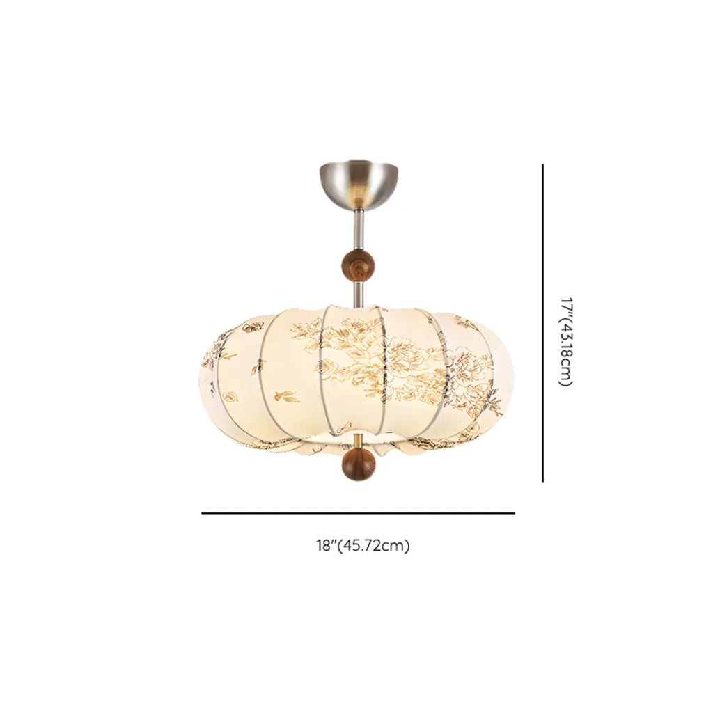 Modern Off-white Fabric Pendant Light with 5-Light & LED