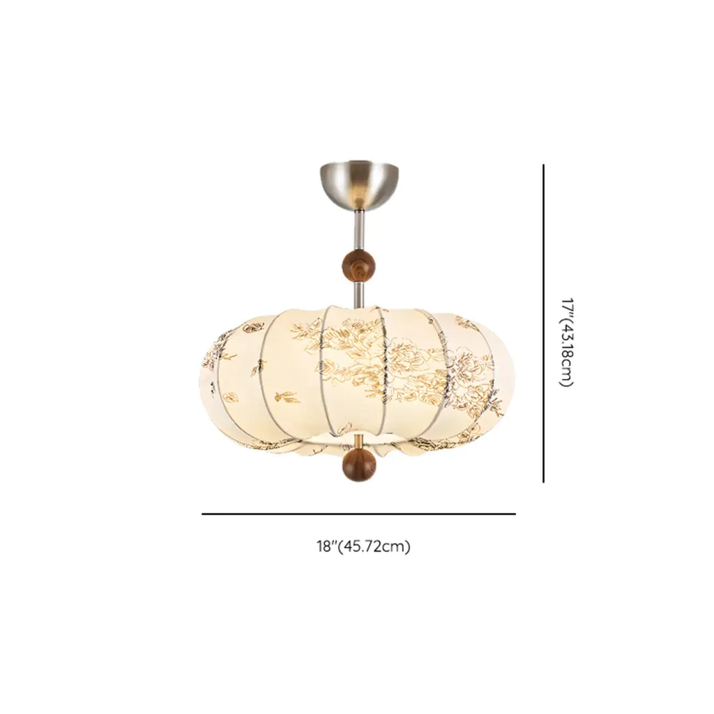 Modern Off-white Fabric Pendant Light with 5-Light & LED