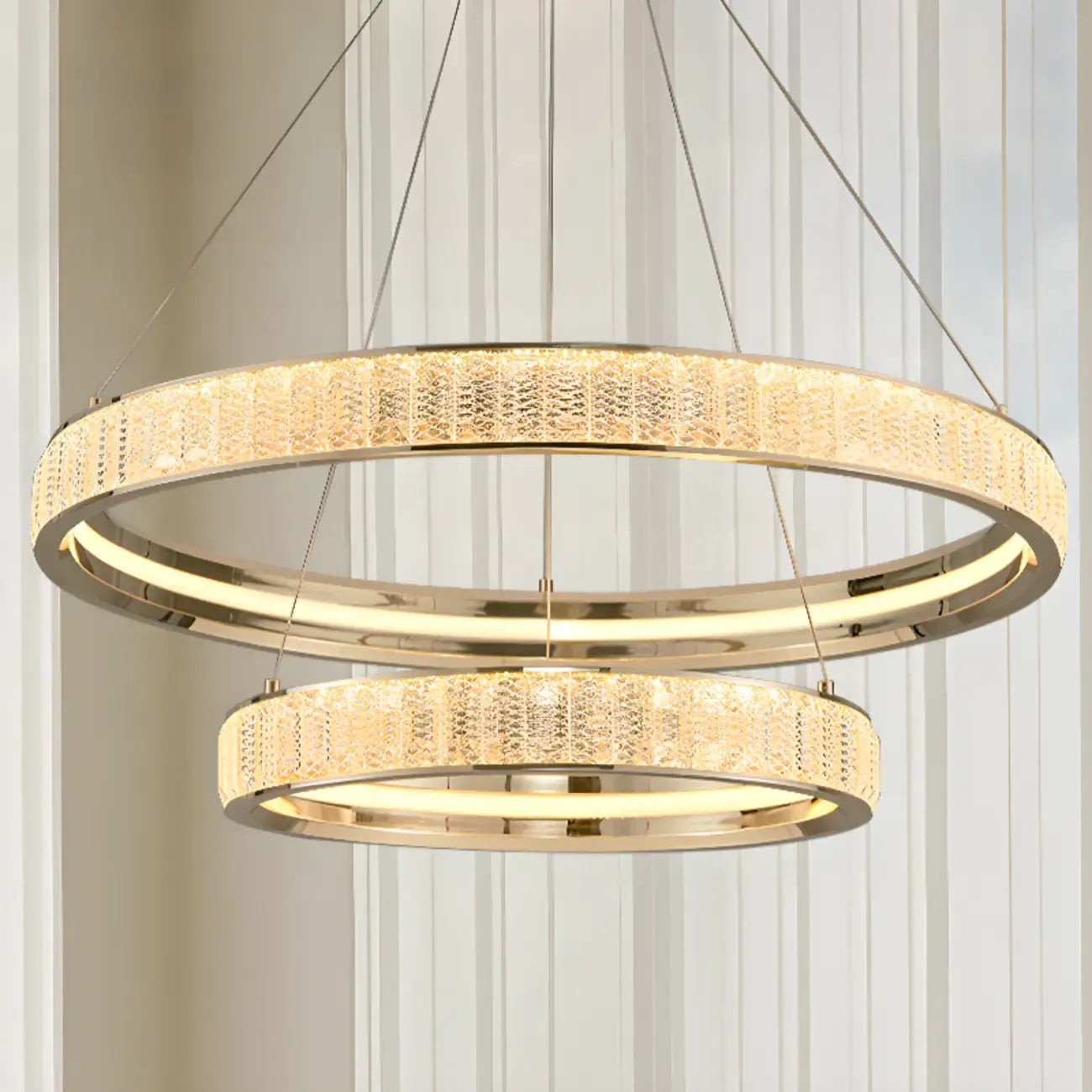 Luxury Gold Ring Crystal Elegant LED Chandelier