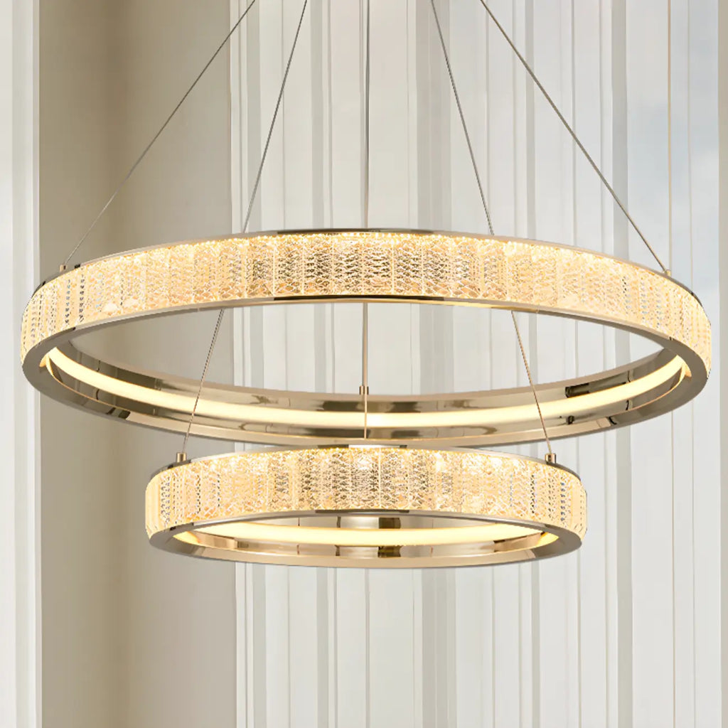 Luxury Gold Ring Crystal Elegant LED Chandelier