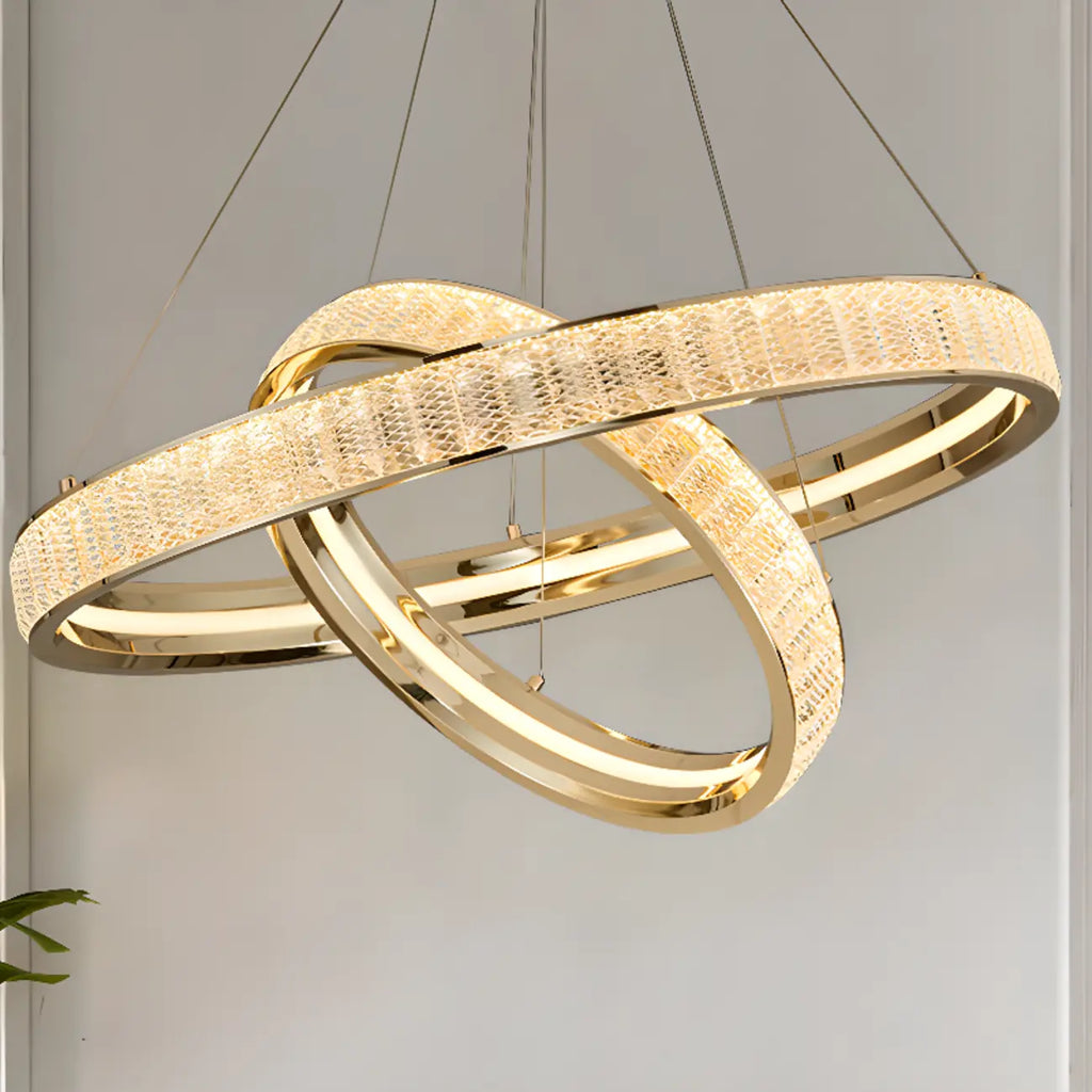 Luxury Gold Ring Crystal Elegant LED Chandelier