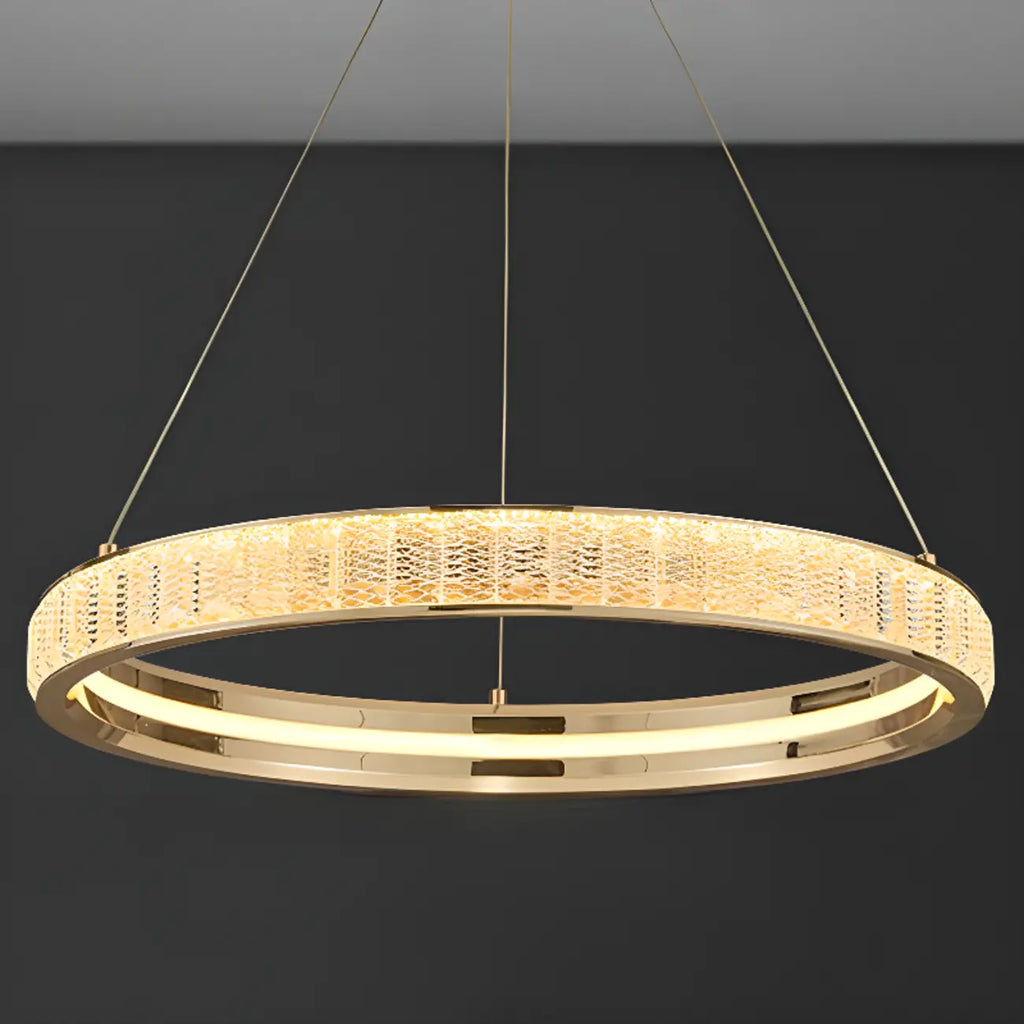 Luxury Gold Ring Crystal Elegant LED Chandelier