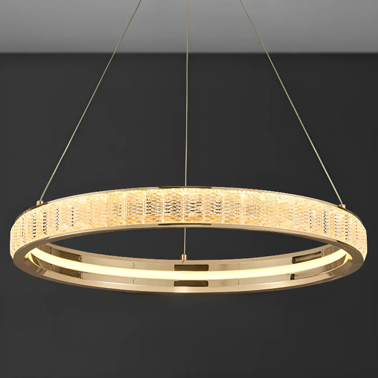 Luxury Gold Ring Crystal Elegant LED Chandelier