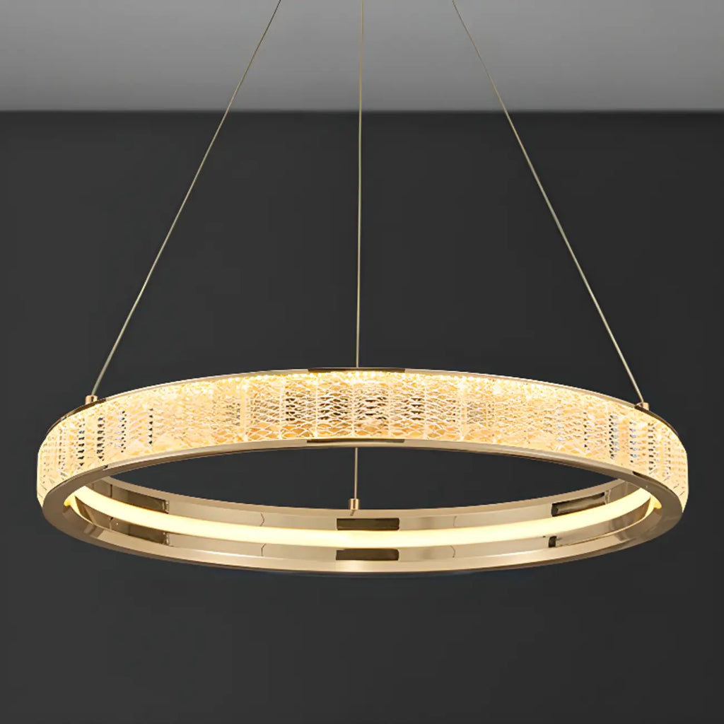 Luxury Gold Ring Crystal Elegant LED Chandelier