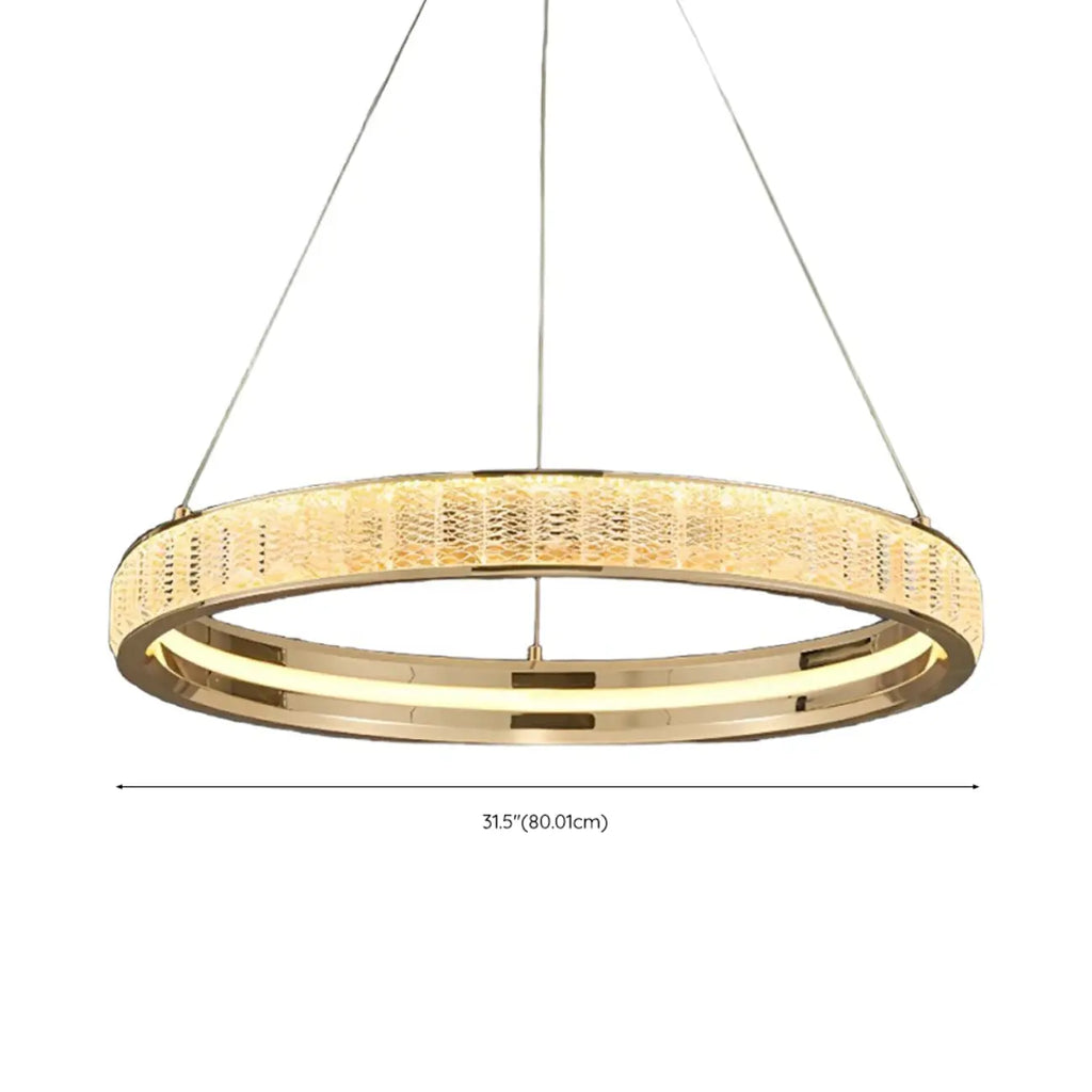 Luxury Gold Ring Crystal Elegant LED Chandelier