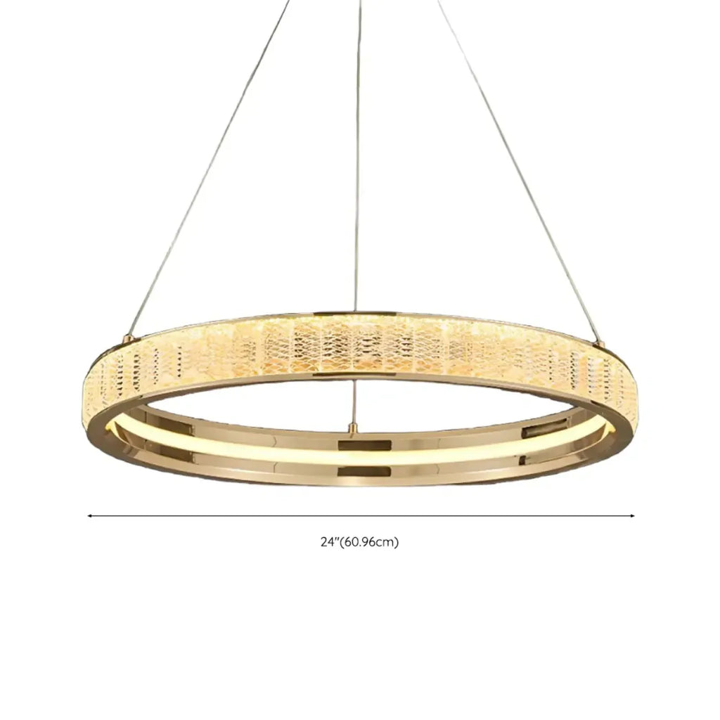 Luxury Gold Ring Crystal Elegant LED Chandelier