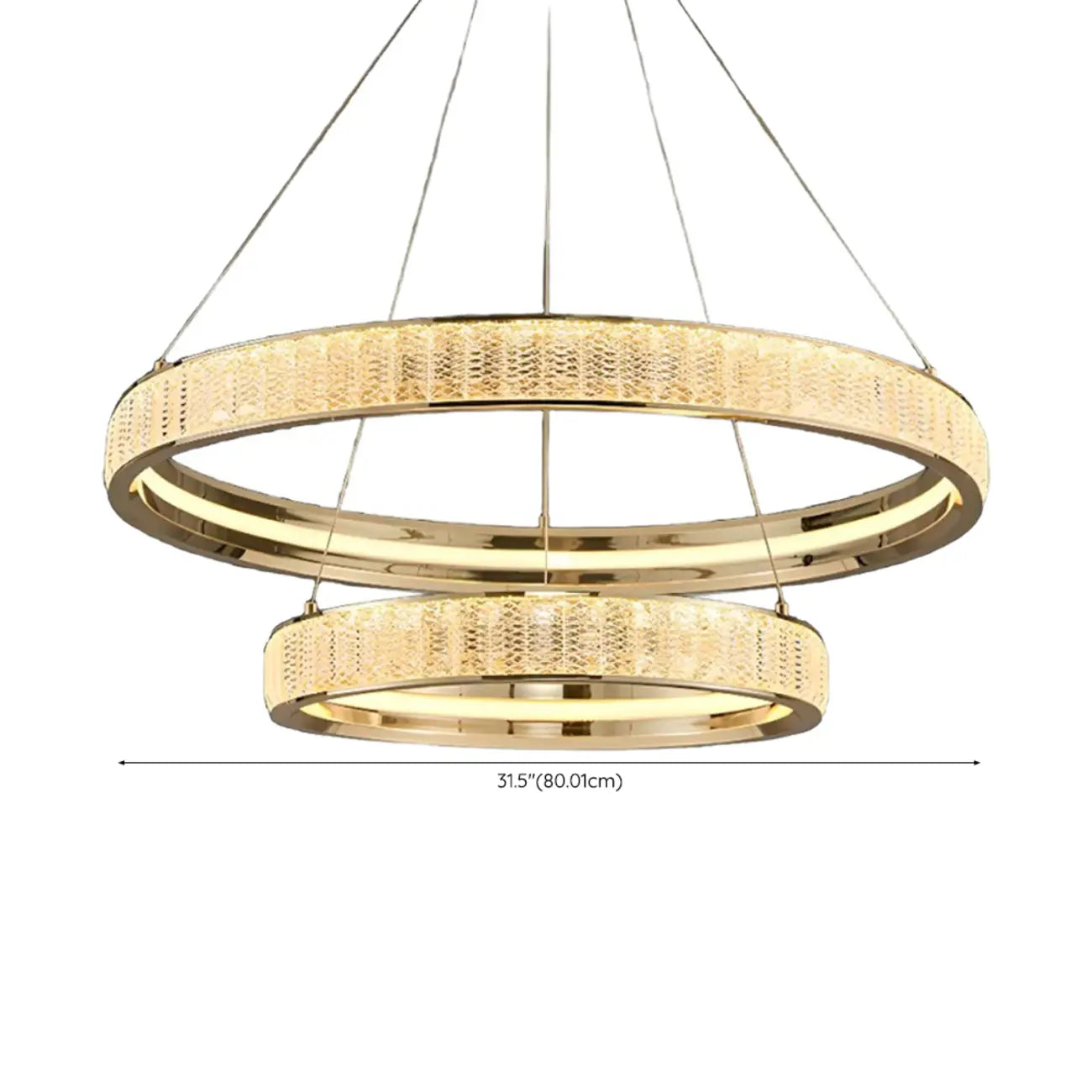 Luxury Gold Ring Crystal Elegant LED Chandelier