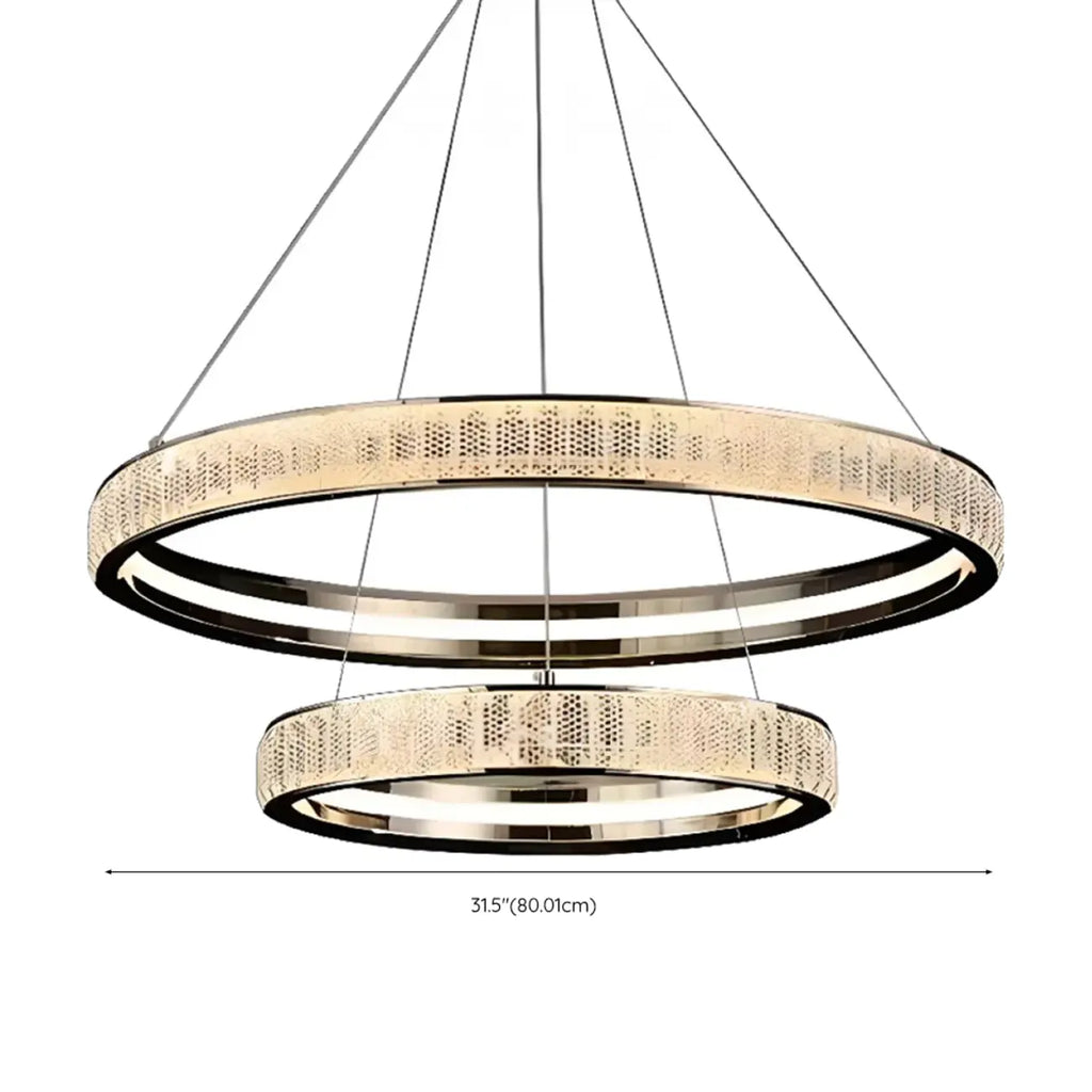 Luxury Gold Ring Crystal Elegant LED Chandelier