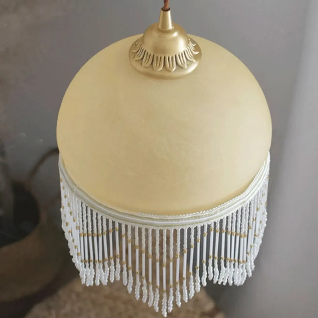 Modern Yellow Glass Dome Tassels Pendant Light