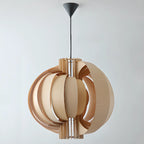 Unique Solid Wood Brown Globe Pendant Light for Indoor