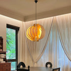 Unique Solid Wood Brown Globe Pendant Light for Indoor