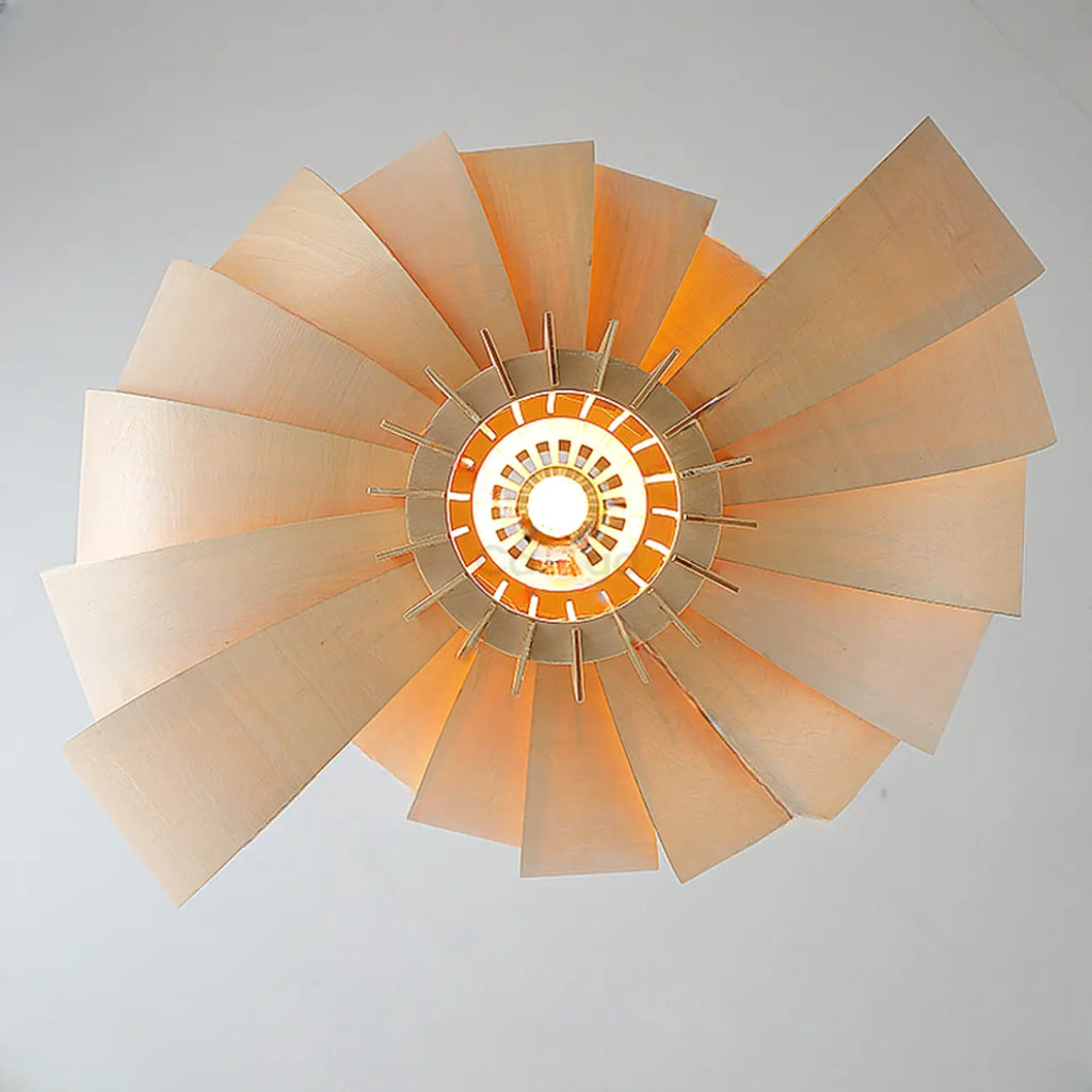 Unique Solid Wood Brown Globe Pendant Light for Indoor
