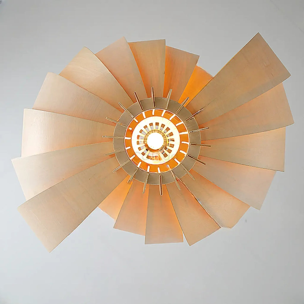 Unique Solid Wood Brown Globe Pendant Light for Indoor