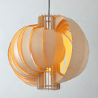 Unique Solid Wood Brown Globe Pendant Light for Indoor