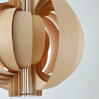 Unique Solid Wood Brown Globe Pendant Light for Indoor