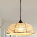 Rustic Bowl Fabric Kitchen Pendant Light in Flexible Height
