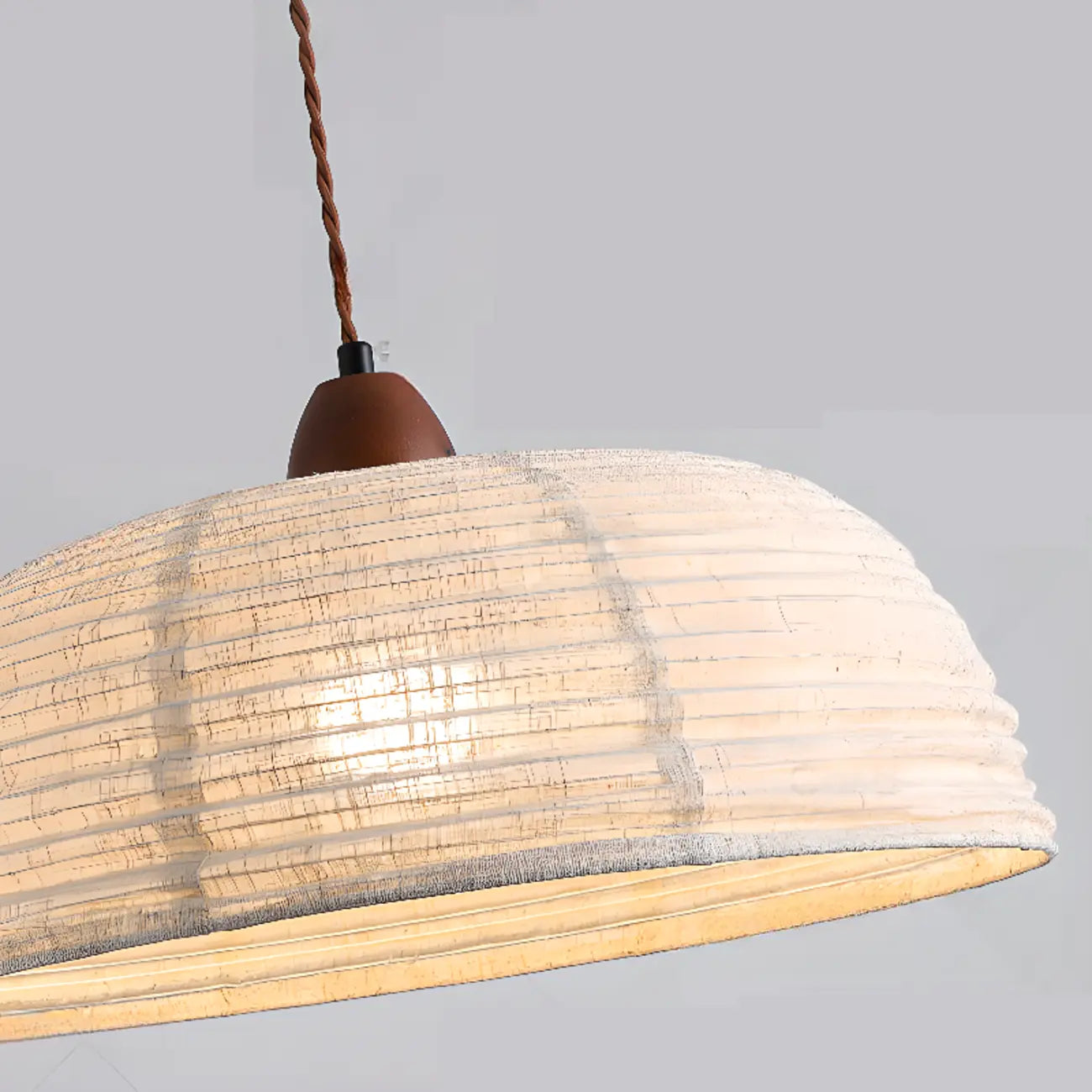 Rustic Bowl Fabric Kitchen Pendant Light in Flexible Height