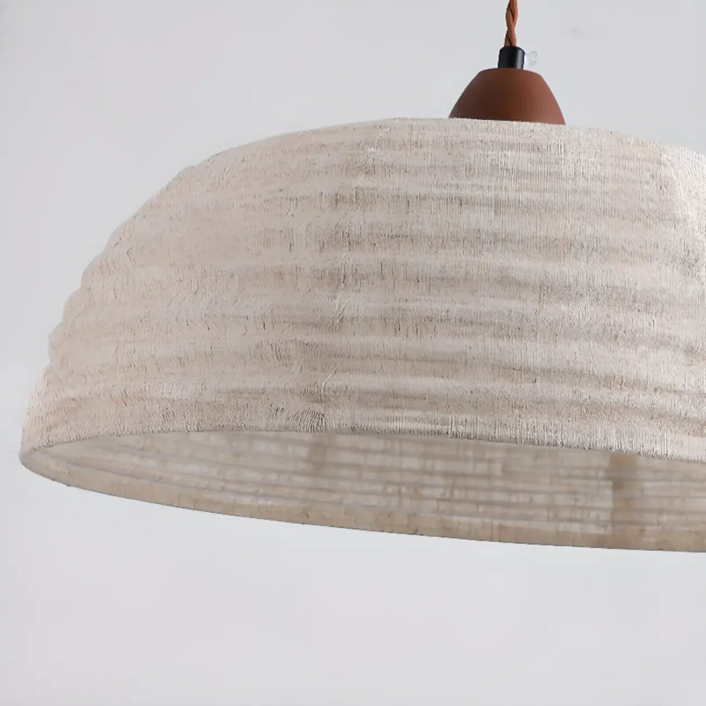 Rustic Bowl Fabric Kitchen Pendant Light in Flexible Height