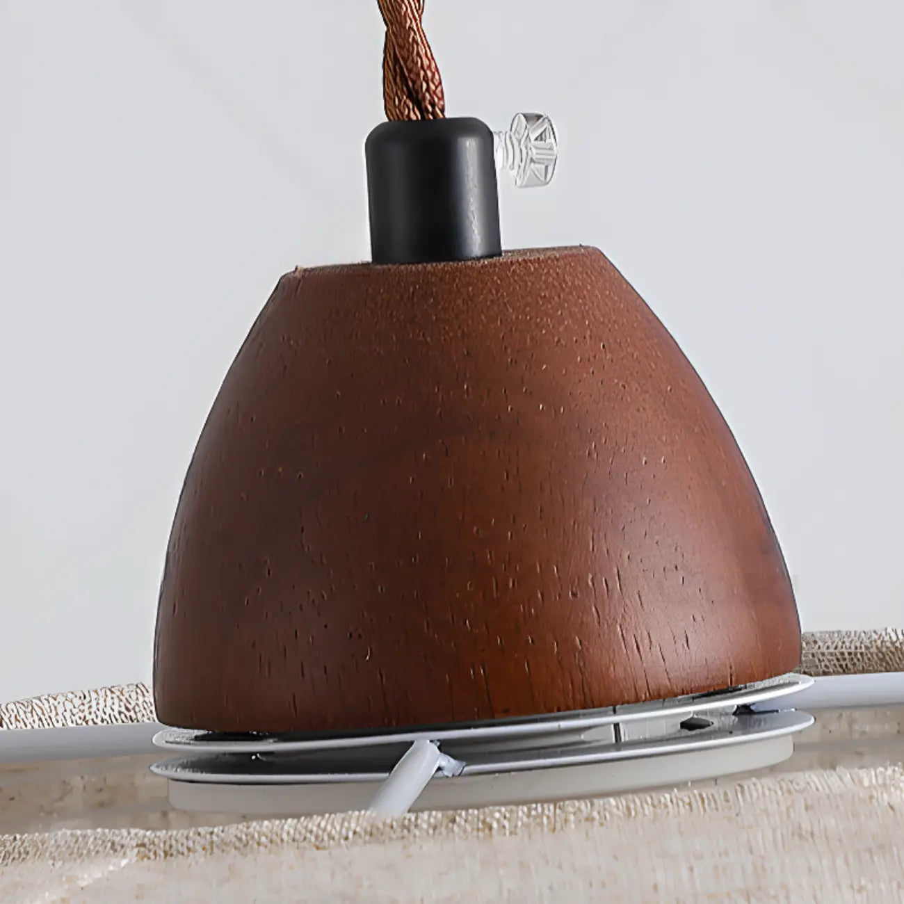 Rustic Bowl Fabric Kitchen Pendant Light in Flexible Height