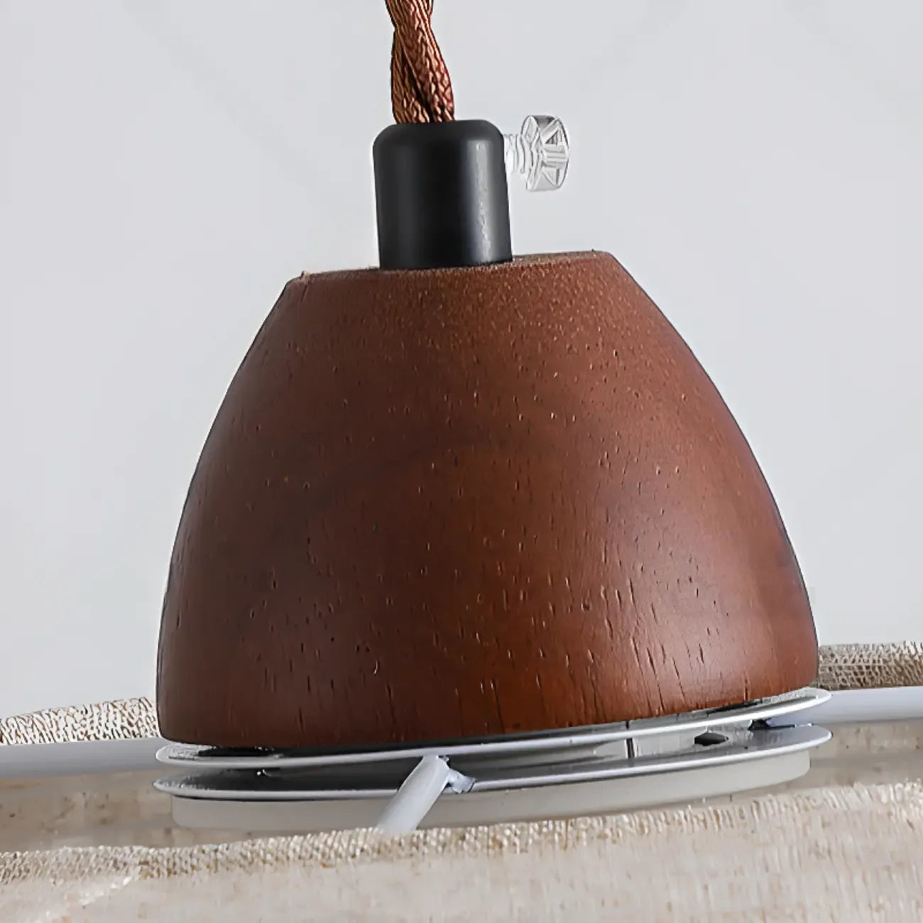 Rustic Bowl Fabric Kitchen Pendant Light in Flexible Height