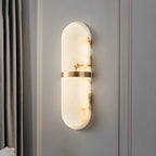 Minimalist Alabaster Brass Oval Wall Sconce in Multi-Dimming