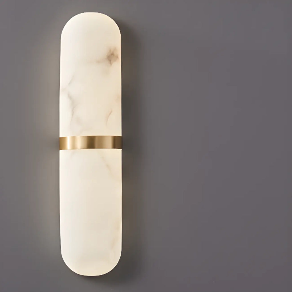 Minimalist Alabaster Brass Oval Wall Sconce in Multi-Dimming