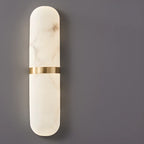 Minimalist Alabaster Brass Oval Wall Sconce in Multi-Dimming