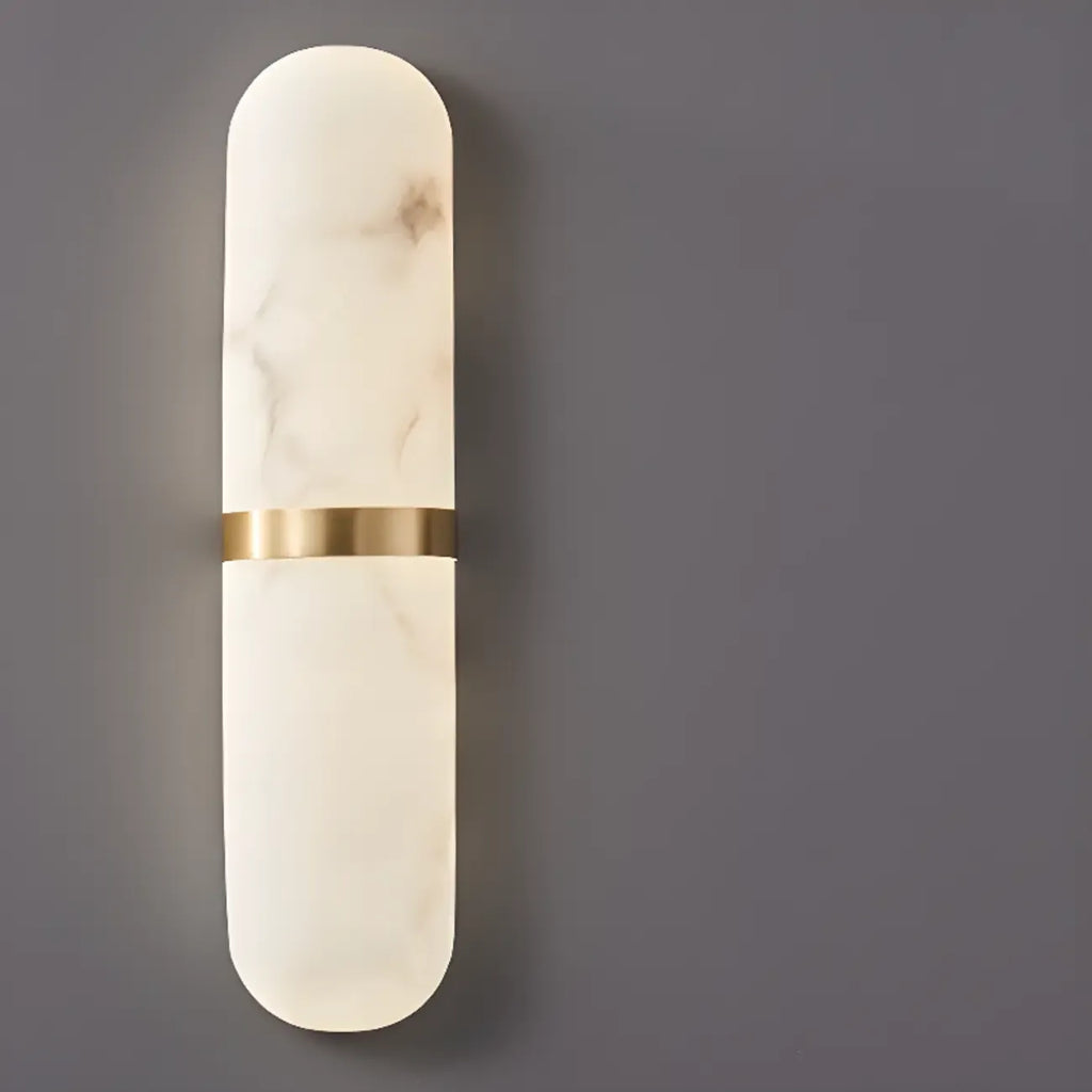 Minimalist Alabaster Brass Oval Wall Sconce in Multi-Dimming