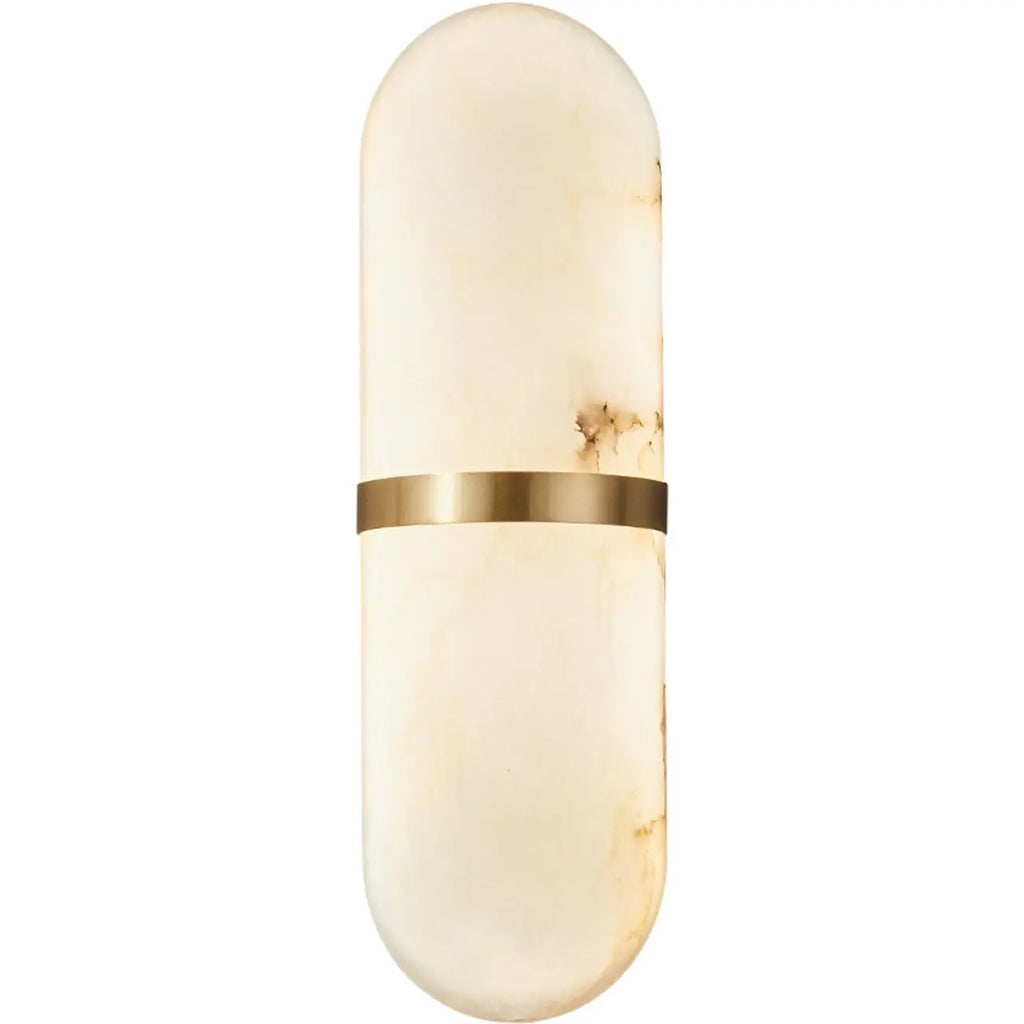 Minimalist Alabaster Brass Oval Wall Sconce in Multi-Dimming
