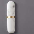 Minimalist Alabaster Brass Oval Wall Sconce in Multi-Dimming