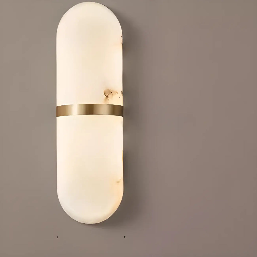 Minimalist Alabaster Brass Oval Wall Sconce in Multi-Dimming