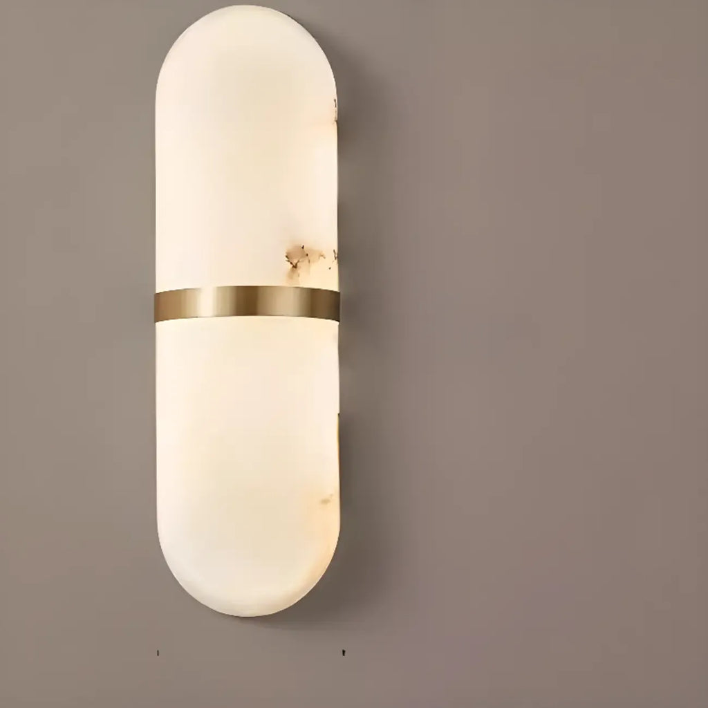 Minimalist Alabaster Brass Oval Wall Sconce in Multi-Dimming
