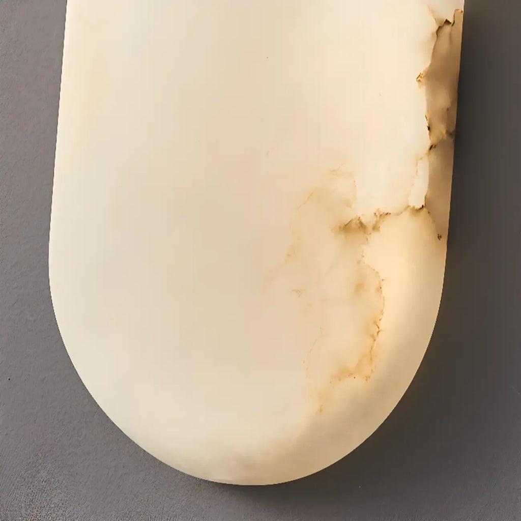Minimalist Alabaster Brass Oval Wall Sconce in Multi-Dimming