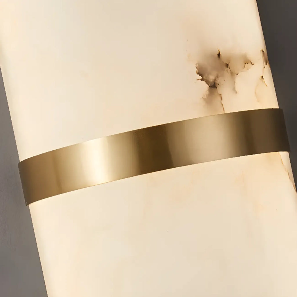 Minimalist Alabaster Brass Oval Wall Sconce in Multi-Dimming