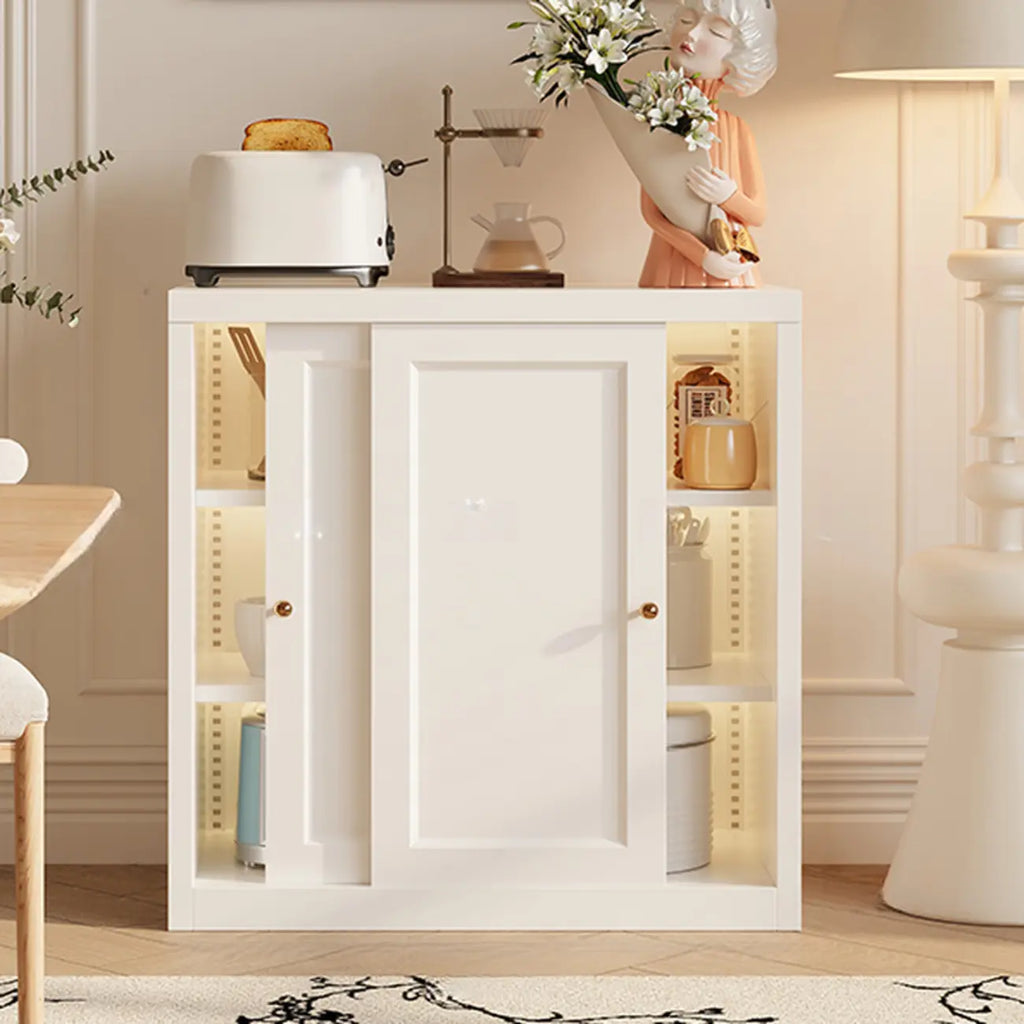 Narrow Green Storage Sideboard with Glass Doors