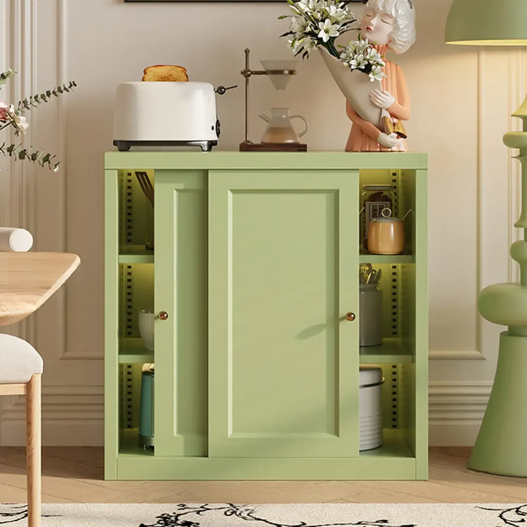 Narrow Green Storage Sideboard with Glass Doors