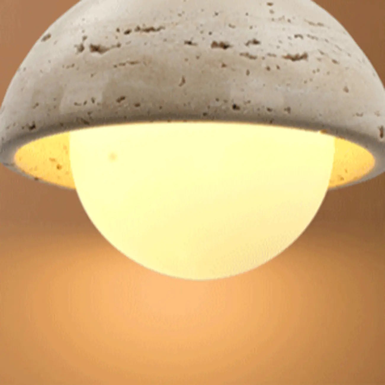 Modern 3-Light Walnut Wood Stone Cylinder Pendant Lamp
