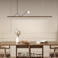 2-Light Rectangle Slim Linear Walnut Island Pendant Lights