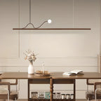 2-Light Rectangle Slim Linear Walnut Island Pendant Lights