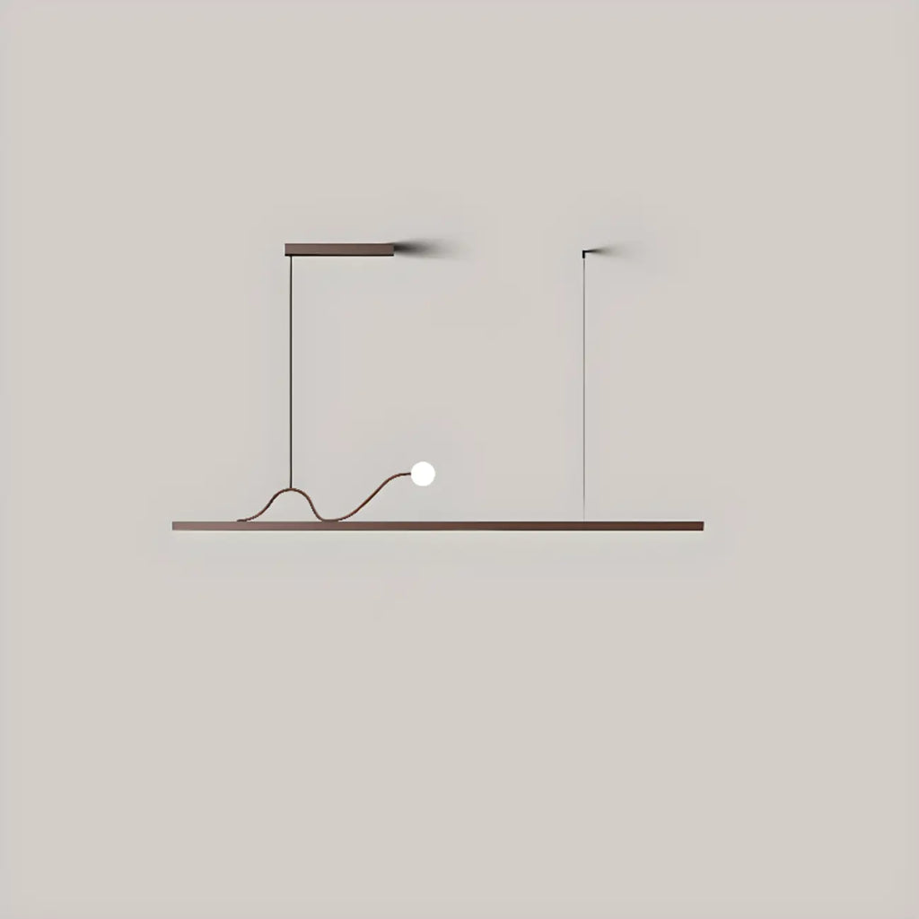 2-Light Rectangle Slim Linear Walnut Island Pendant Lights