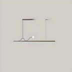 2-Light Rectangle Slim Linear Walnut Island Pendant Lights