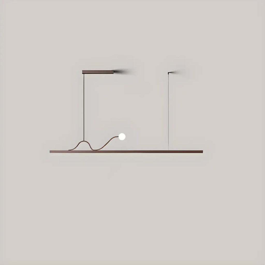 2-Light Rectangle Slim Linear Walnut Island Pendant Lights