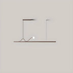 2-Light Rectangle Slim Linear Walnut Island Pendant Lights