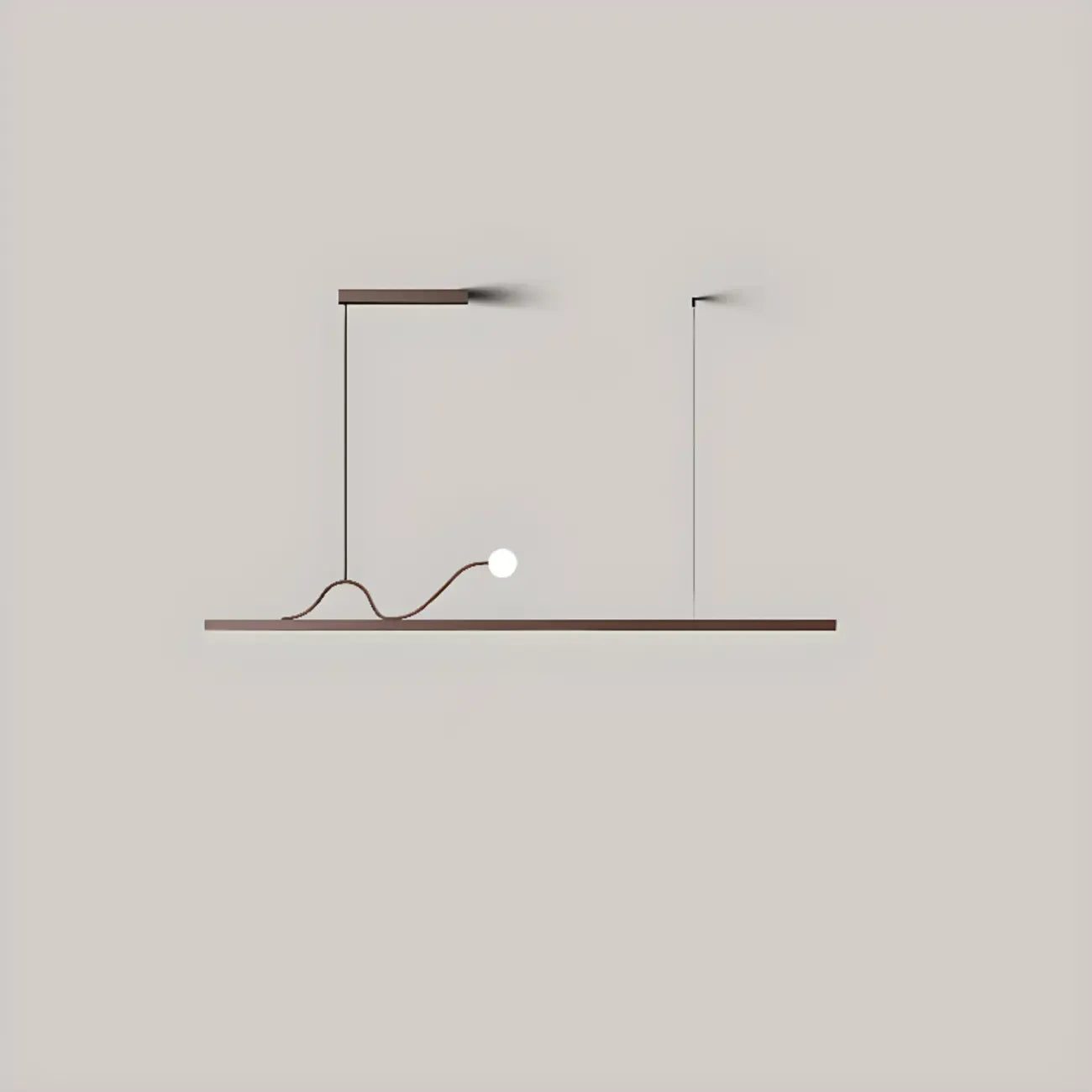 2-Light Rectangle Slim Linear Walnut Island Pendant Lights