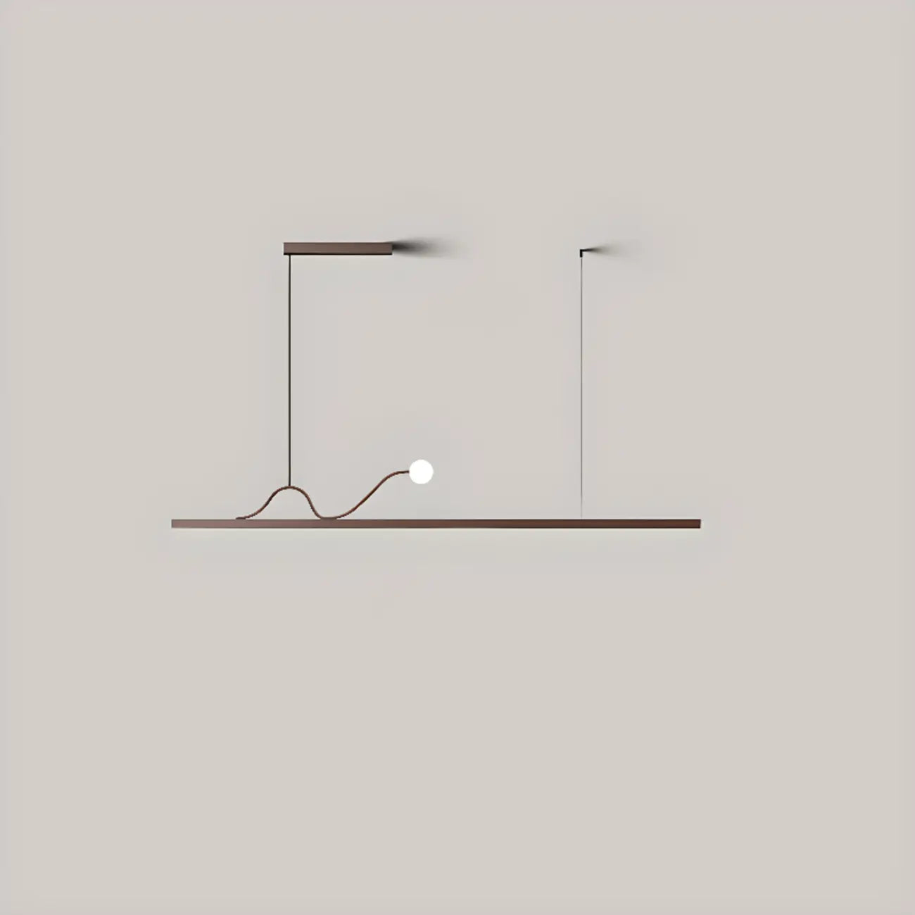 2-Light Rectangle Slim Linear Walnut Island Pendant Lights