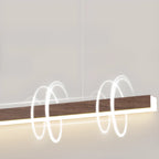 2-Light Rectangle Slim Linear Walnut Island Pendant Lights